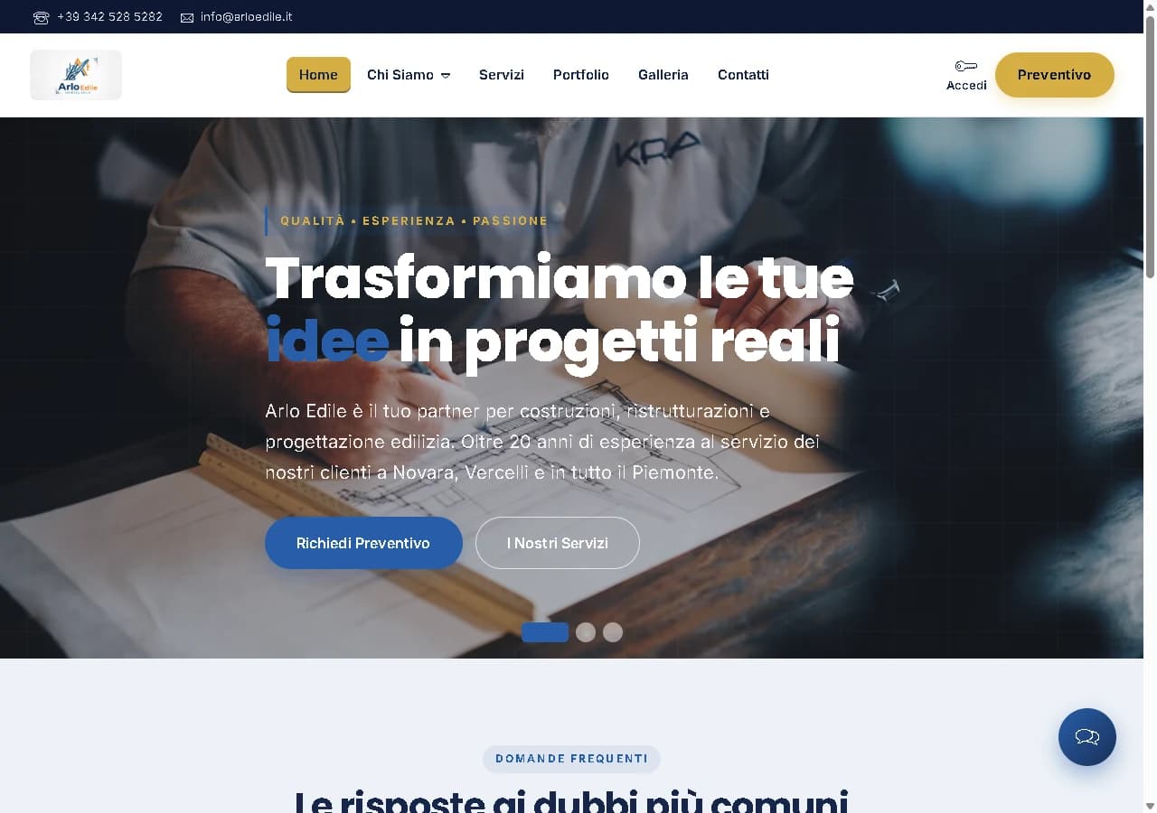 View of Arlo Edile's public website.