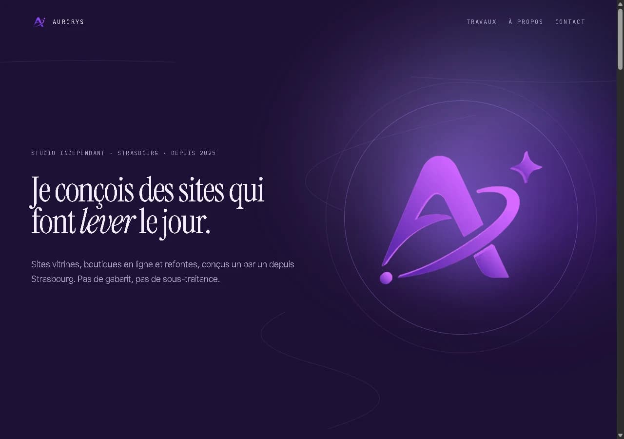 View of Aurorys's public website.