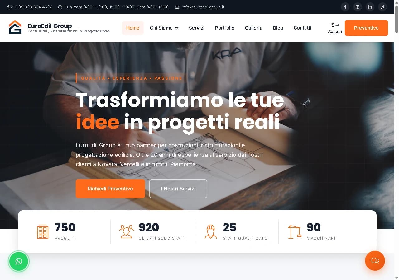 View of EuroEdil Group's public website.