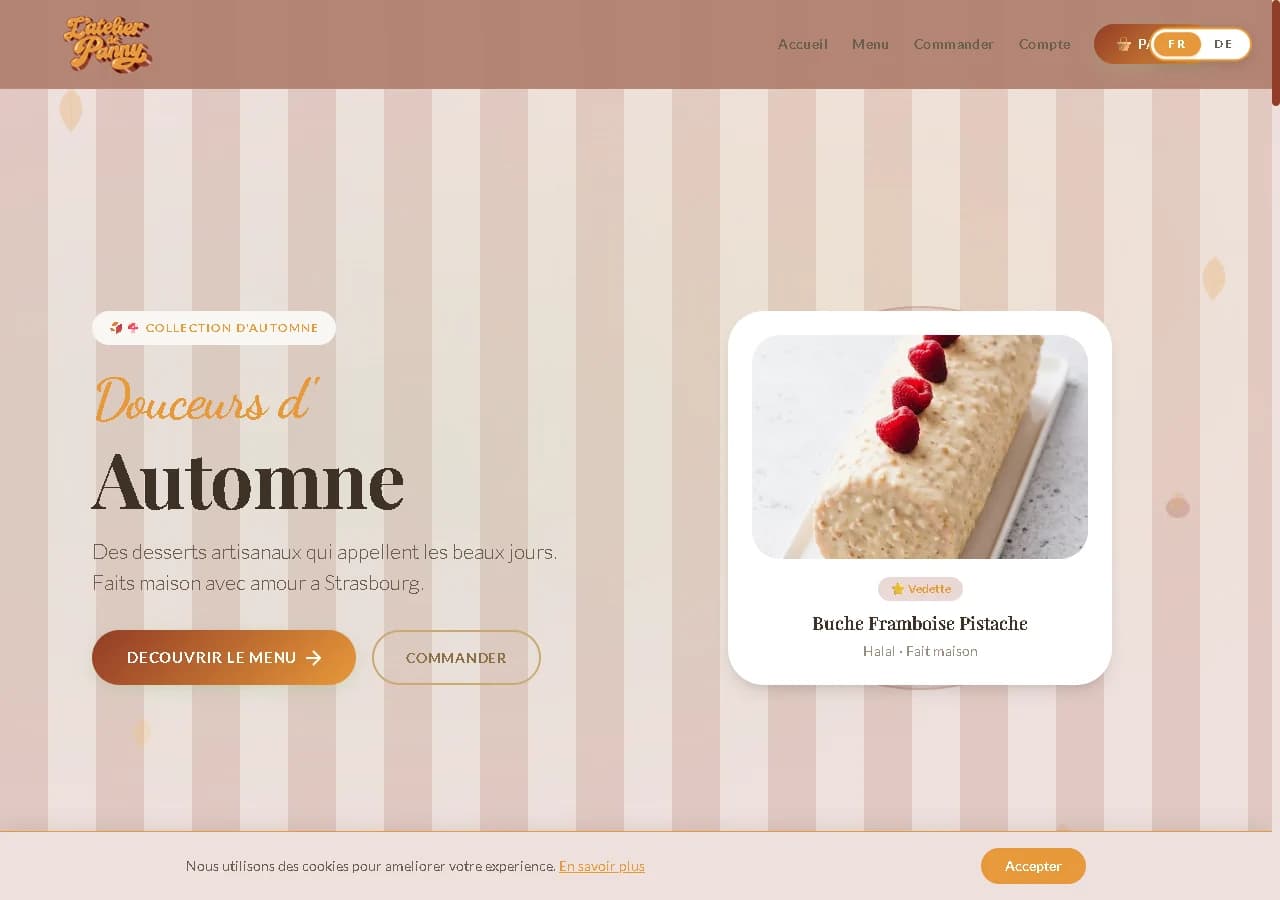 View of L’Atelier de Panny's public website.