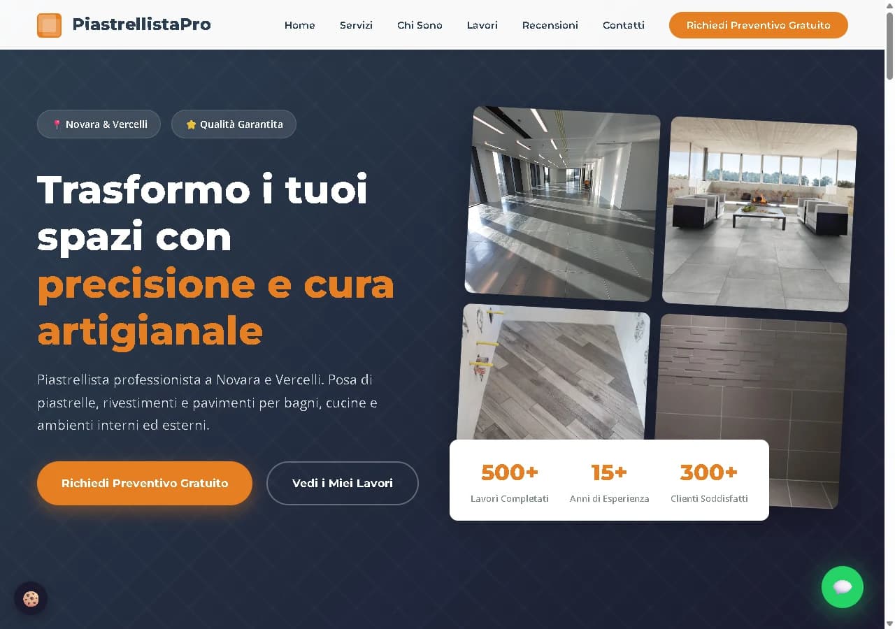 View of PiastrellistaPro's public website.